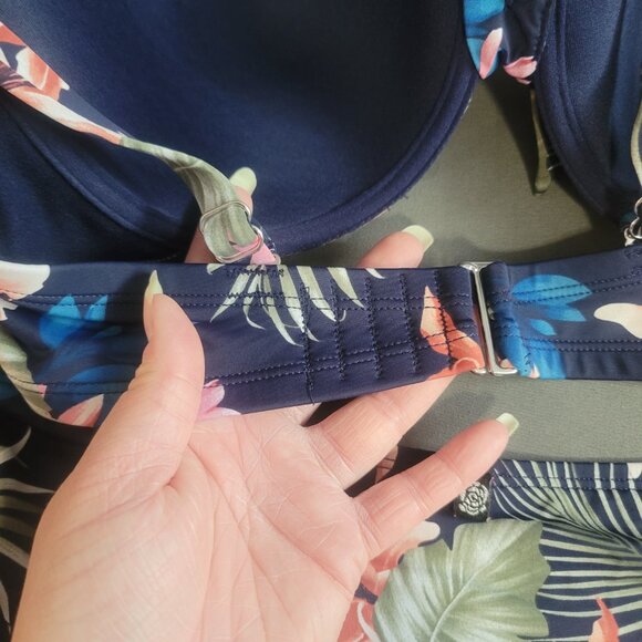 la Vie en Rose Bikini Set Womens XL* Blue Floral Tropical Swimsuit Beach Travel - Picture 9 of 11